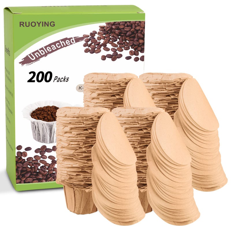 RUOYING Unbleached K cup Disposable Paper Filters with Lid for Reusable K Cup Filters, K Cup Reusable Coffee Filters, Fits All Keurig Single Serve Filter Brands - Image 1